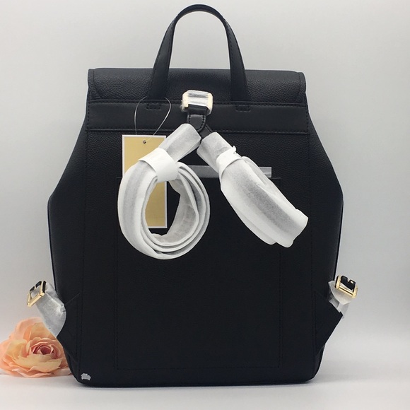 MICHAEL KORS HAYES MEDIUM BACKPACK BLACK LEATHER - Picture 5 of 16